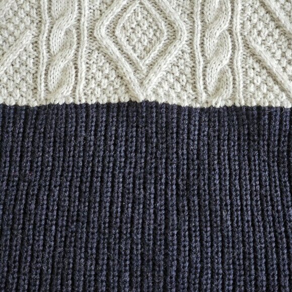 Alcott Sweater Mens XL Gray Navy Colorblock Cable Ribbed LS Crewneck Preppy Gorp - Picture 11 of 16